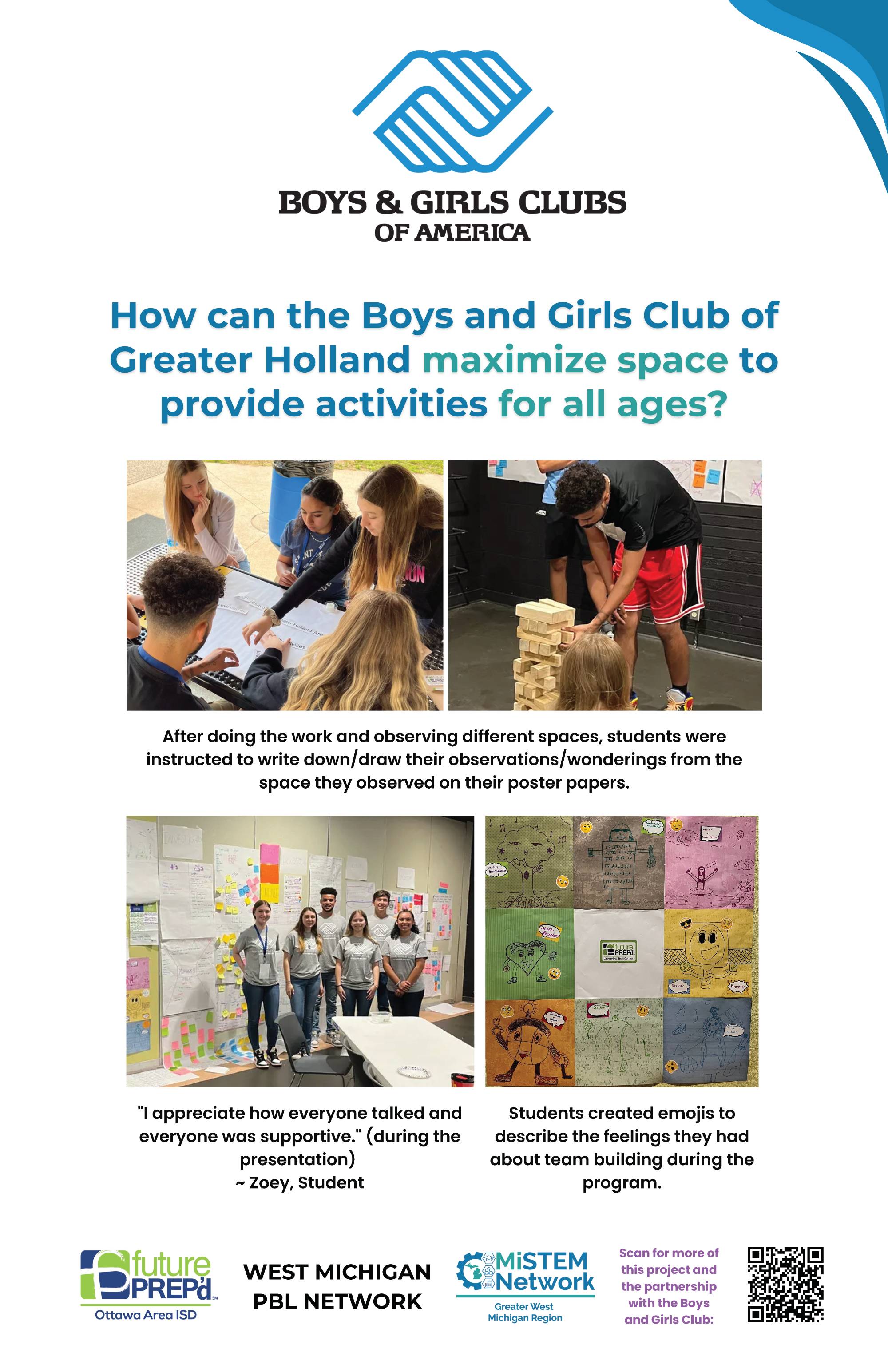 Poster highlighting the partnership with Boys and Girls Club